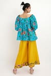 Shop_Nikasha_Yellow Chintz Silk Floral Motif Palazzo _at_Aza_Fashions