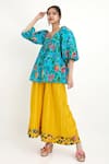 Shop_Nikasha_Yellow Chintz Silk Floral Motif Palazzo _Online_at_Aza_Fashions