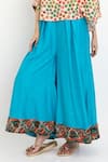 Nikasha_Blue Waves Silk Motif Palazzo _at_Aza_Fashions