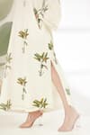 Shop_Nikasha_Off White Cotton Silk Banana Tree Notched Hand Painted Dress _Online_at_Aza_Fashions