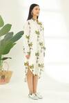 Shop_Nikasha_Off White 100% Cotton Banana Tree Mandarin Collar Hand Painted Dress _Online_at_Aza_Fashions