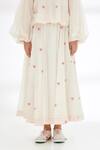 Nikasha_Cream Handwoven Jamdani Cotton Heart Pattern And Running Stitch Details Skirt _Online_at_Aza_Fashions