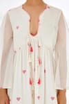 Nikasha_Cream Handwoven Jamdani Cotton Heart Pattern And Running Stitch Details Dress _at_Aza_Fashions