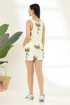 Shop_Nikasha_Off White 100% Crepe Banana Tree Print And Blanket Stitch Top And Short Set _Online_at_Aza_Fashions