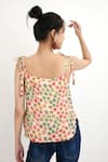 Shop_Nikasha_Beige Cotton Silk Printed Chintz Square Neck Polka Camisole Top _at_Aza_Fashions