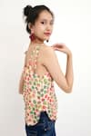 Nikasha_Beige Cotton Silk Printed Chintz Square Neck Polka Camisole Top _Online_at_Aza_Fashions