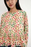 Shop_Nikasha_Beige Silk Lining 100% Printed Polka Dots Crew Neck Top _Online_at_Aza_Fashions