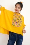 Shop_Nikasha_Yellow 100% Cotton Hand Painted Floral Motifs Print Top _Online_at_Aza_Fashions