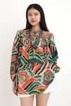 Buy_Nikasha_Multi Color 100% Cotton Hand Painted Wave Motifs Tunic _at_Aza_Fashions