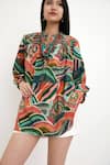 Buy_Nikasha_Multi Color 100% Cotton Hand Painted Wave Motifs Tunic _Online_at_Aza_Fashions