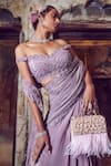 Shop_Nitika Gujral_Purple Saree Georgette Embroidered Lehenga With Off Shoulder Blouse _Online_at_Aza_Fashions