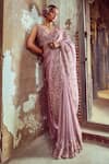 Shop_Nitika Gujral_Pink Resham Work Saree With Blouse_Online_at_Aza_Fashions