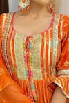 Gopi Vaid_Orange Kurta Cotton Silk Palazzo Linen Satin Printed And Set  _Online_at_Aza_Fashions