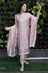 Shop_Pairaahan_Pink Kurta Premium Silk Mandarin Collar Set _at_Aza_Fashions