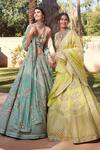 Sahil Kochhar_Green Silk Organza U Neck Nimra Bridal Lehenga Set _Online_at_Aza_Fashions