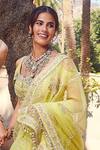 Buy_Sahil Kochhar_Green Silk Organza U Neck Nimra Bridal Lehenga Set _Online_at_Aza_Fashions