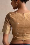 Priyanka Raajiv_Beige Kota Embroidered Floral Round Niru Blouse _Online_at_Aza_Fashions