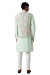 Shop_Amaare_Green Raw Silk Embroidered Bundi And Kurta Set  _at_Aza_Fashions