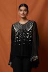 Buy_Namrata Joshipura_Black Georgette Round Layered Asymmetric Top _at_Aza_Fashions