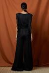 Shop_Namrata Joshipura_Black Lurex Satin Ruffle Jumpsuit_at_Aza_Fashions