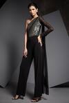 Buy_Namrata Joshipura_Black Jersey One Shoulder Embellished Jumpsuit _at_Aza_Fashions