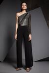 Namrata Joshipura_Black Jersey One Shoulder Embellished Jumpsuit _Online_at_Aza_Fashions