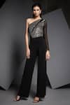 Buy_Namrata Joshipura_Black Jersey One Shoulder Embellished Jumpsuit _Online_at_Aza_Fashions