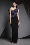 Buy_Namrata Joshipura_Black Jersey One Shoulder Embellished Gown _at_Aza_Fashions