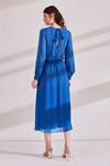 Shop_Namrata Joshipura_Blue Viscose Georgette Bandhej Print Dress_at_Aza_Fashions
