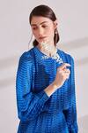Shop_Namrata Joshipura_Blue Viscose Georgette Bandhej Print Dress_Online_at_Aza_Fashions