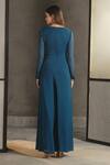 Shop_Namrata Joshipura_Blue Georgette Embroidery Round Layered Embellished Jumpsuit _at_Aza_Fashions