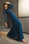 Buy_Namrata Joshipura_Blue Georgette Embroidery Round Layered Embellished Jumpsuit _Online_at_Aza_Fashions