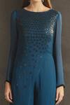 Namrata Joshipura_Blue Georgette Embroidery Round Layered Embellished Jumpsuit _at_Aza_Fashions