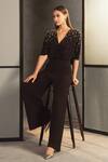 Buy_Namrata Joshipura_Black Jersey Embroidery V Neck Overlap Jumpsuit _Online_at_Aza_Fashions