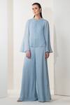 Buy_Namrata Joshipura_Blue Georgette Sequin Embellished Jumpsuit_at_Aza_Fashions