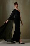 Shop_Namrata Joshipura_Black Jersey Trinity Draped Gown_Online_at_Aza_Fashions
