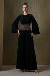 Buy_Namrata Joshipura_Black Jersey Embellishment And Bugle Round Cypress Wide Leg Jumpsuit _at_Aza_Fashions