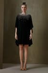 Namrata Joshipura_Black Jersey Embellished Neckline Kaftan Dress_Online_at_Aza_Fashions
