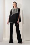 Buy_Namrata Joshipura_Black Georgette Embellished Split Sleeve Top_at_Aza_Fashions
