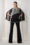 Buy_Namrata Joshipura_Black Georgette Embellished Split Sleeve Top_Online_at_Aza_Fashions