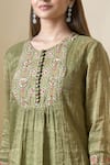 Neha Khullar Green Organza, Tissue Chanderi Round Embroidered Kurta Set at Aza Fashions Neha Khullar_Green Organza, Tissue Chanderi Round Embroidered Kurta Set _at_Aza_Fashions