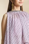 Neha Khullar_Pink Chiffon Floral Printed Skirt Set_at_Aza_Fashions