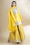 Neha Khullar_Yellow Chanderi Silk Round Kurta Gharara Set _Online_at_Aza_Fashions