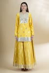 Buy_Neha Khullar_Yellow Chanderi Silk Round Kurta Gharara Set _Online_at_Aza_Fashions