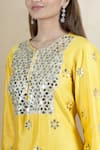 Neha Khullar_Yellow Chanderi Silk Round Kurta Gharara Set _at_Aza_Fashions