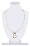 Buy_Raya By Vijeta R_Gold Plated Pearl G - Initial Pendant Necklace_at_Aza_Fashions