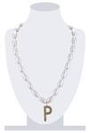 Buy_Raya By Vijeta R_Gold Plated Pearl P - Initial Pendant Necklace_at_Aza_Fashions
