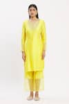 Buy_Neha Khullar_Yellow Chanderi Silk Round Kurta Set _Online_at_Aza_Fashions