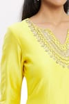 Neha Khullar_Yellow Chanderi Silk Round Kurta Set _at_Aza_Fashions