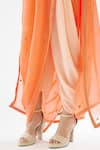 Nikasha_Peach 100% Viscose Georgette Colorblock Dhoti Pant Saree With Blouse _at_Aza_Fashions